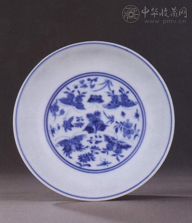 清雍正 青花蝴蝶纹盘