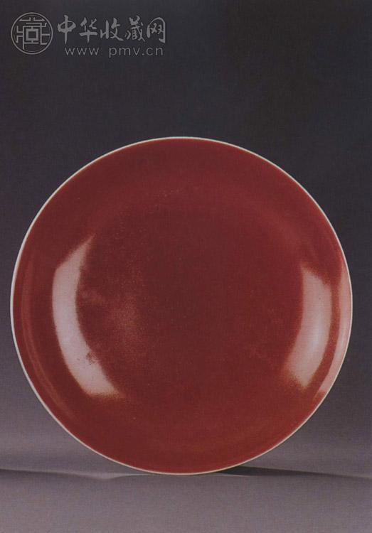 清乾隆 红釉盘