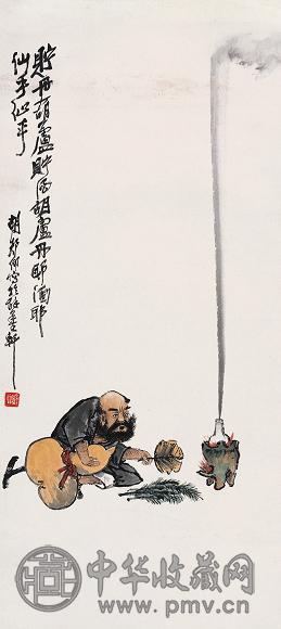 胡郯卿 人物 立轴 设色纸本