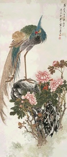 江寒汀 花鸟富贵图 立轴 纸本