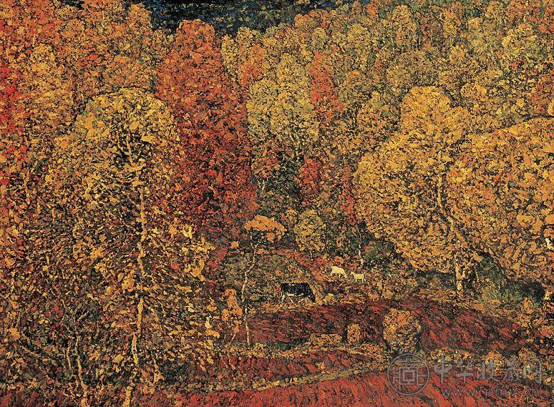 邵增虎 金色的山谷 布面