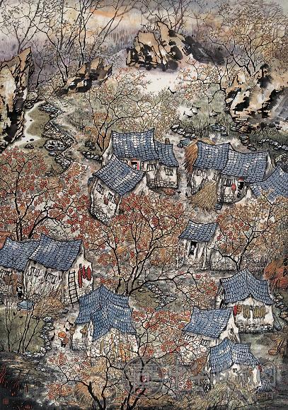 苏君良 故园秋色 镜心