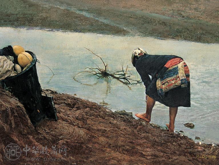 胡志荣 淌水 布面