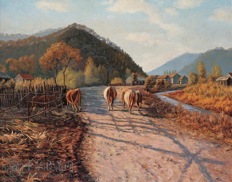 杨宜 牧归 布面 油画