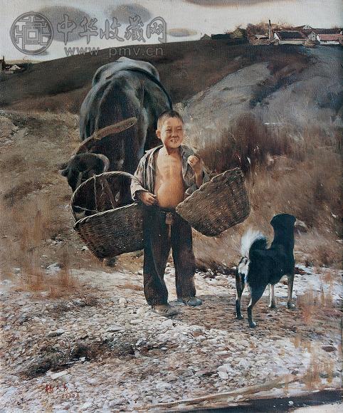 杨庆义 铁蛋、黑狗和羔 布面