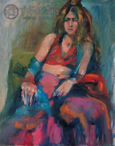 刘启祥 少女 布面 油画