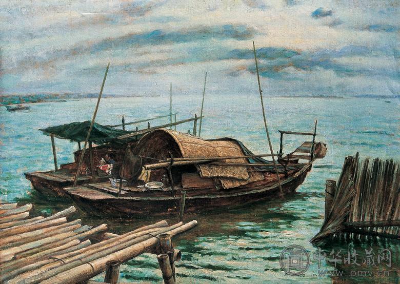 曾绍强 水上人家 布面