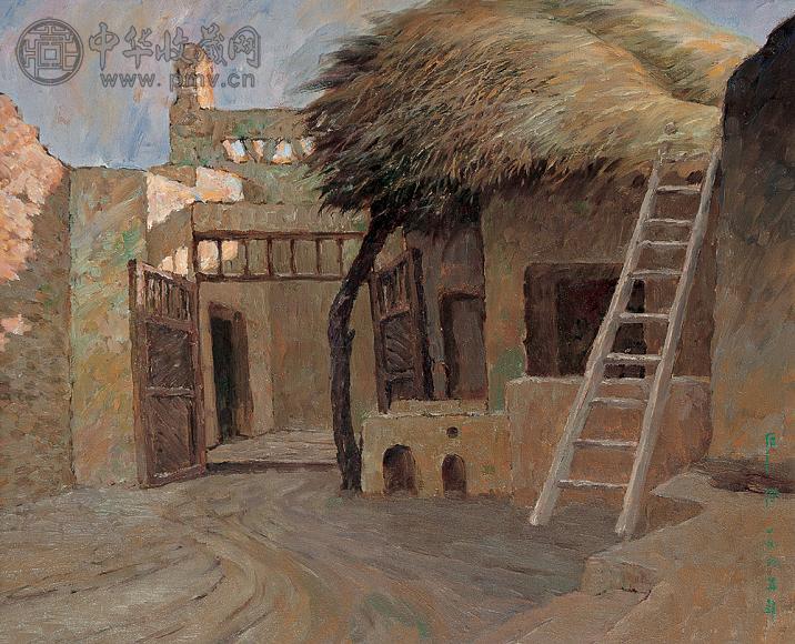 石泓 1995年作 民宅 布面 油画