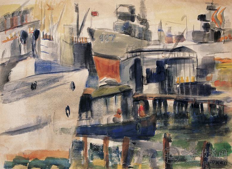 朱沅芷 港口 纸面 水彩