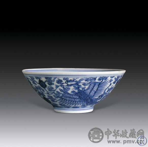 清康熙 青花凤纹杯