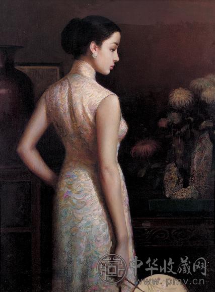 刘文进 2002年作 少女遐想 布面 油画