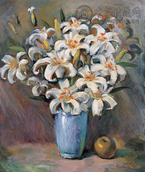 万福堂 2004年作 百合花 布面 油画