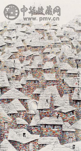 庄景辉 渔岛初雪 镜心