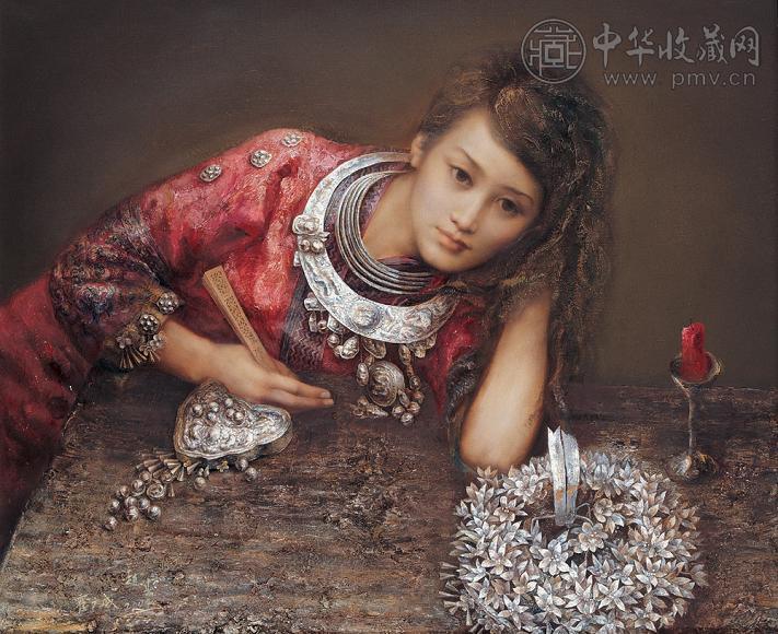 霍广成 赵春 少女沉醉 布面 油画