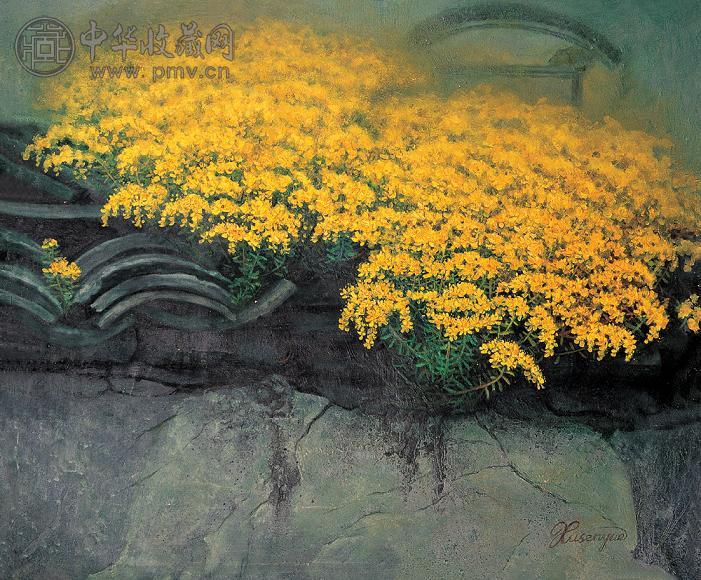 许森岳 摘花 布面