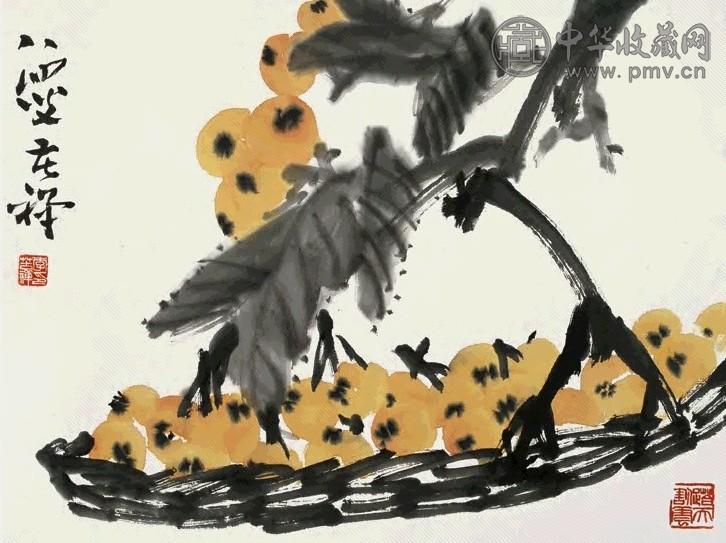 李苦禅 枇杷 镜片 纸本