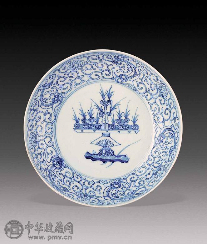 清雍正 青花花卉盘