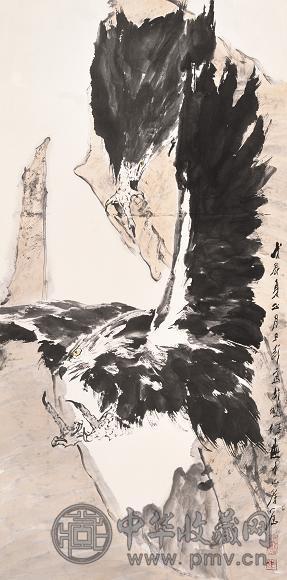 王子武 1988年作 山鹰图 立轴 设色纸本