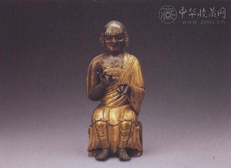 清中期 铜鎏金罗汉坐像