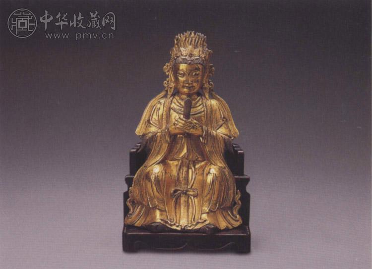 清中期 铜鎏金天后坐像