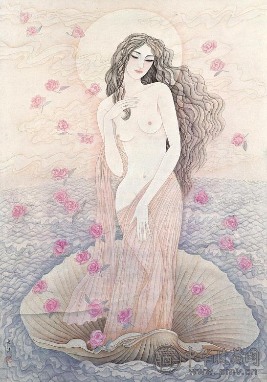 冯长江 东方维纳斯 立轴 设色纸本