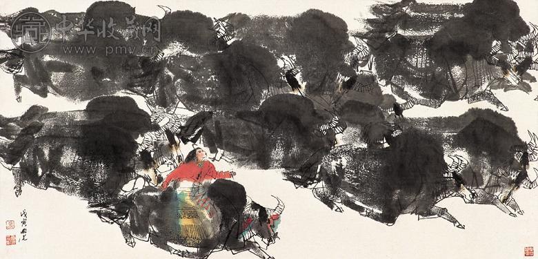马西光 戊寅(1998年)作 牧牛图 镜心 设色纸本