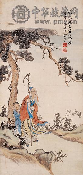 黄山寿 天宫献瑞图 立轴 设色纸本