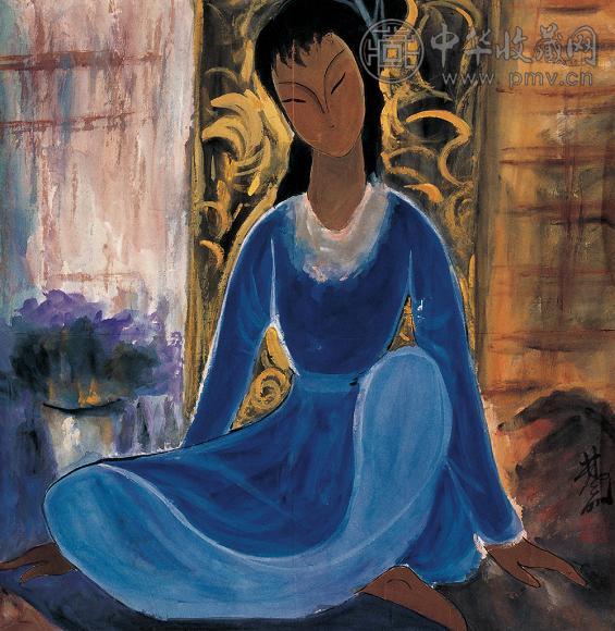 林风眠 人物 镜心 设色纸本