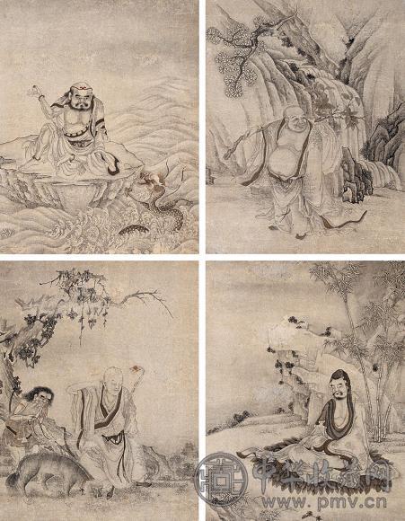 罗汉图 镜心 水墨纸本