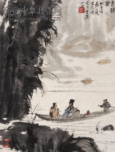 傅抱石 赤壁图 立轴 设色纸本