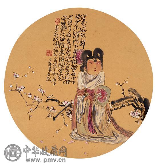 张立奎 落花飞絮图 镜心