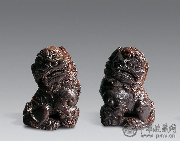 犀角双狮摆件(2件)
