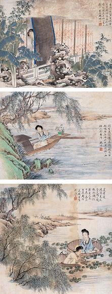 周慕桥 工笔仕女 镜心 设色纸本