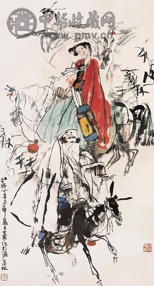 施大畏 红佛女 立轴 设色纸本