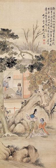 费丹旭 1848年作 读书图 镜心 设色纸本