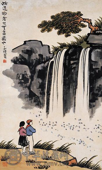 丰子恺 山水人物 立轴 设色纸本