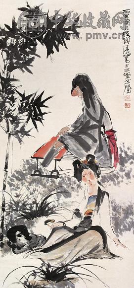 程十发 1986年作 知音 立轴 设色纸本