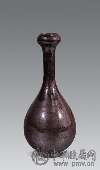 清 光绪 紫金釉蒜头瓶