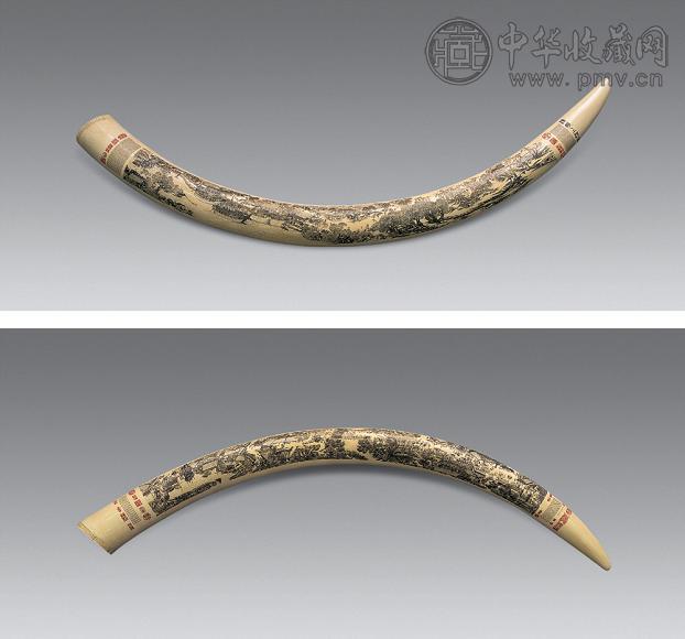 象牙刻纹清明上河图摆件