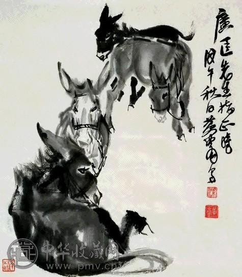 全国送料無料ギフト 近现代黄胄四驴图镜片收藏资讯|艺术家|书画家|书画名人|书法家 絵画/タペストリー