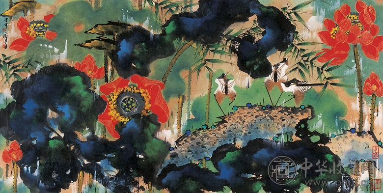 韩天衡 2004年作 花鸟 镜心 设色纸本