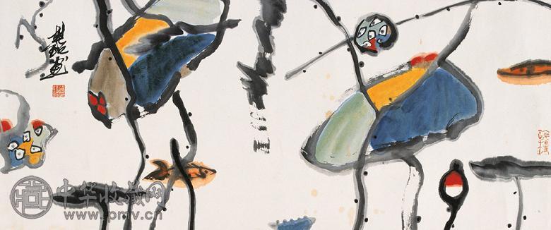 张桂铭 荷塘秋声 镜心 设色纸本