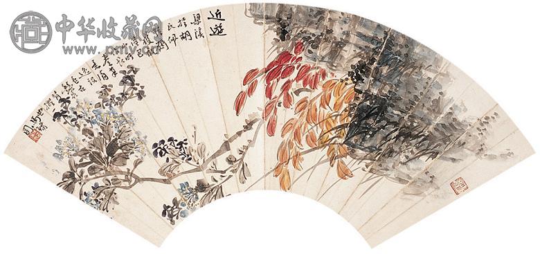 马万里 花卉 扇面