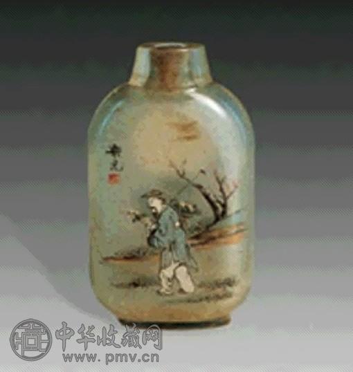 清 仿周乐元玻璃内画人物烟壶