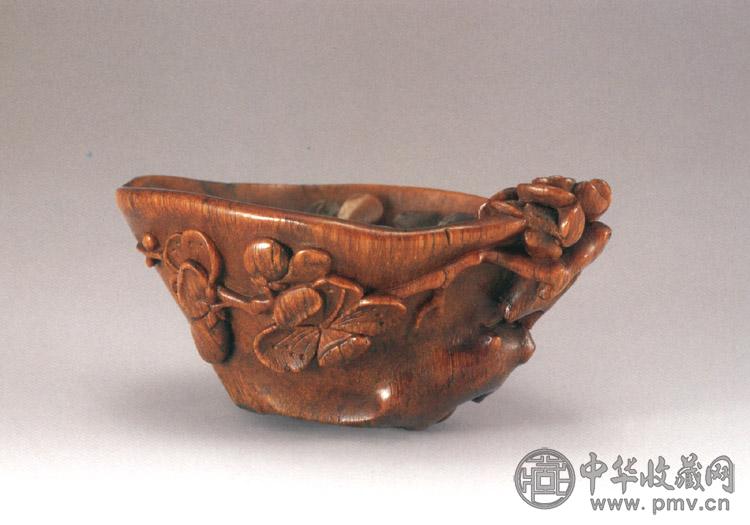 清早期 犀角雕梅花杯