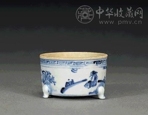 明 青花山水人物香炉