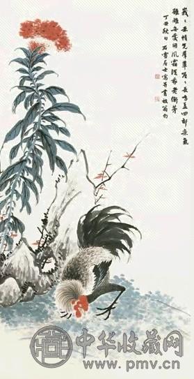 徐宗浩 1937年作 官上加官 图轴 纸本设色