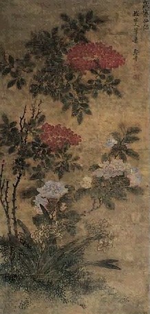 恽寿平(款) 花卉 立轴 设色绢本