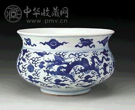 清 青花云龙纹香炉