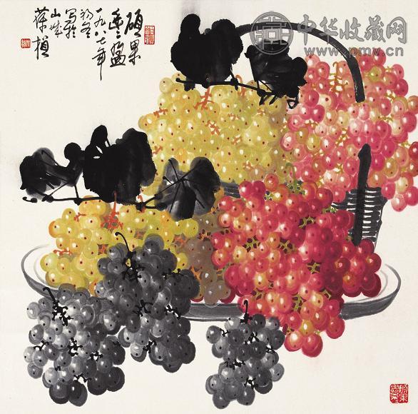 苏葆贞 葡萄图 镜心 设色纸本